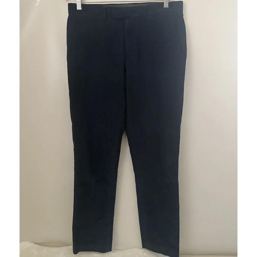 J.Crew Bowery Slim Dress Pants Mens 32x 31 Navy Blue Wale Corduroy Chinos Career